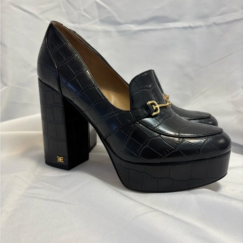 Sam Edelman Black Aretha Platform Loafer Pumps Boho Chic Women’s Size 7 - Picture 2 of 14